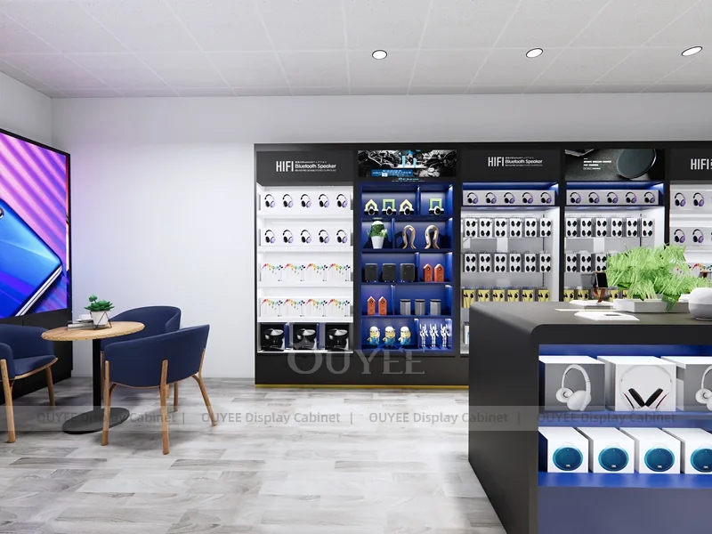 White And Blue LED Phone Display Fixture - الصورة 2