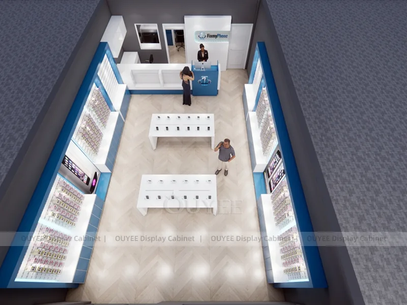 White And Blue LED Phone Display Fixture