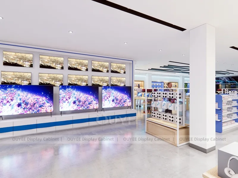 White And Blue LED Phone Display Fixture
