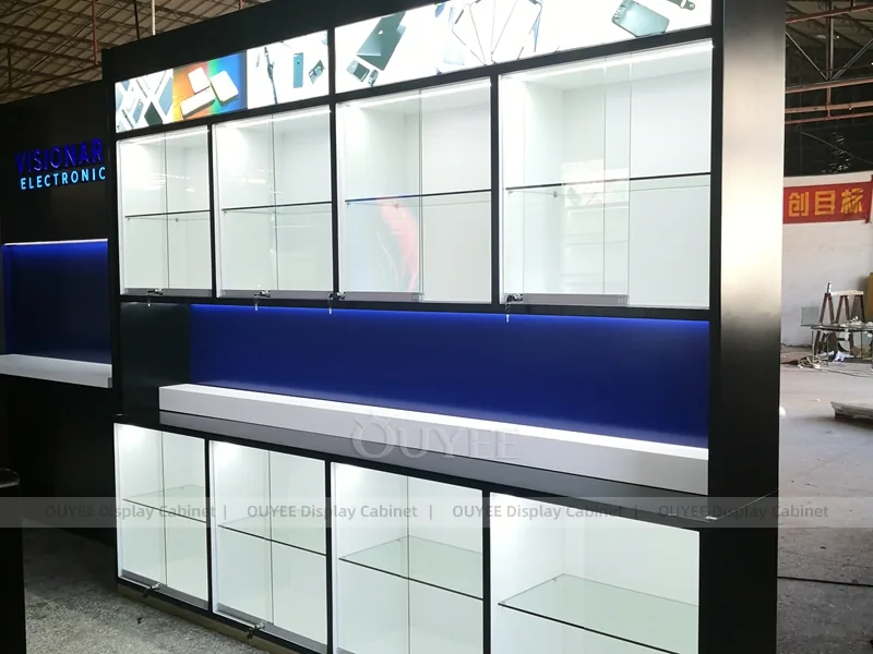 White And Blue LED Phone Display Fixture