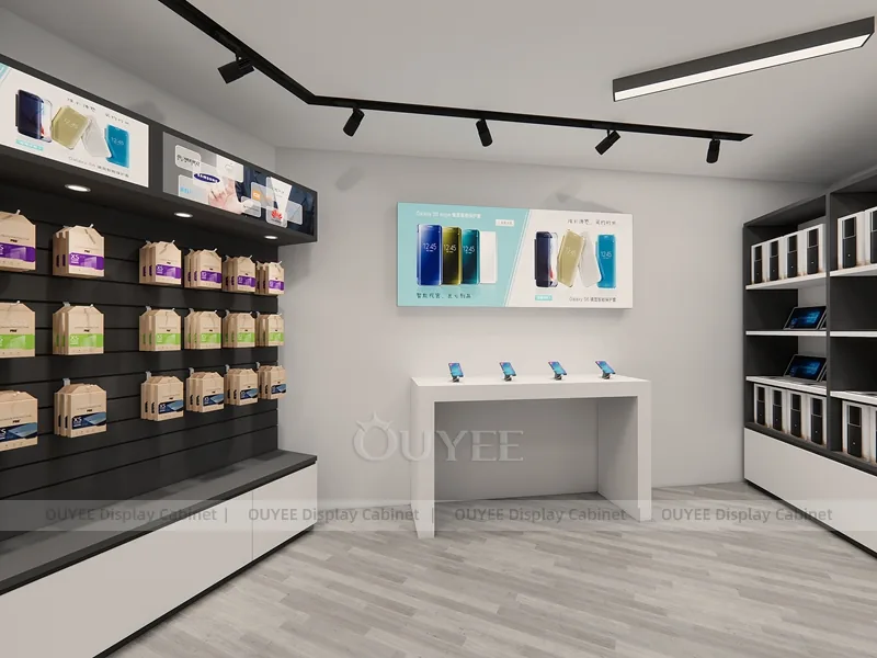 White And Gold LED Phone Display Fixture