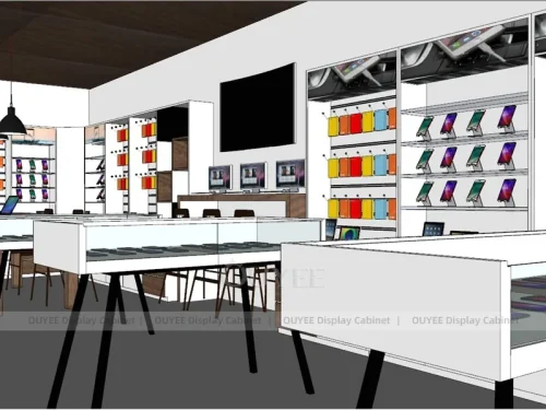 White And Orange Phone Store Display Fixture