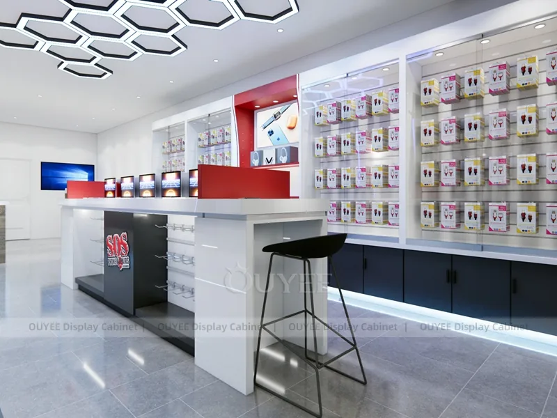 White And Red Glass Phone Display Fixture - Image 2