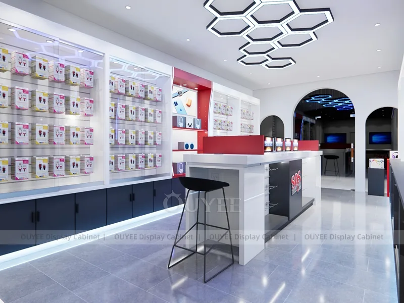 White And Red Glass Phone Display Fixture - Image 4
