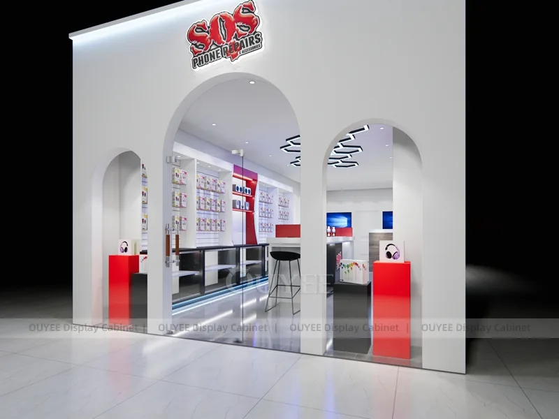 White And Red Glass Phone Display Fixture - Image 7