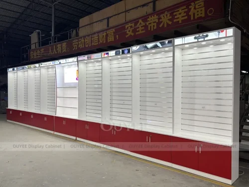 White And Red Phone Display Fixture