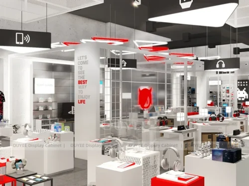 White And Red Phone Display Fixture