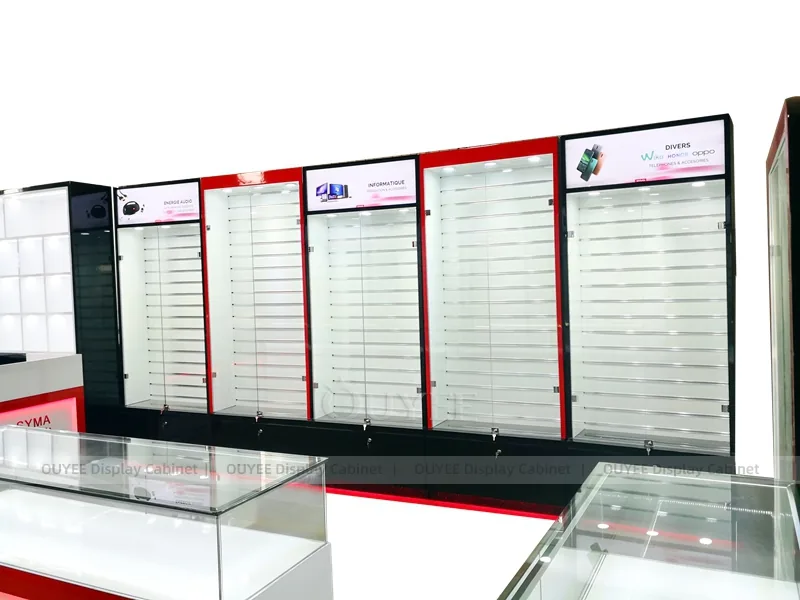 White And Red Phone Display Fixture
