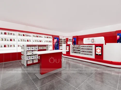 White And Red Phone Display Fixture