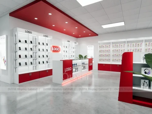 White And Red Phone Display Fixture