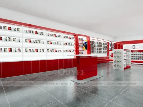 White And Red Phone Display Fixture