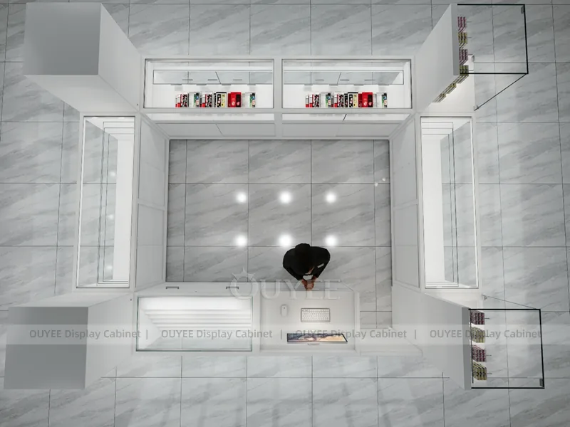 White And Red Phone Display Fixture
