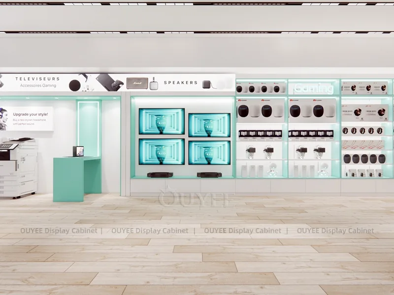 White And Teal Glass Phone Display Fixture - Image 2