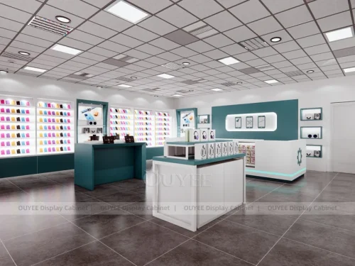 White And Teal LED Phone Display Fixture