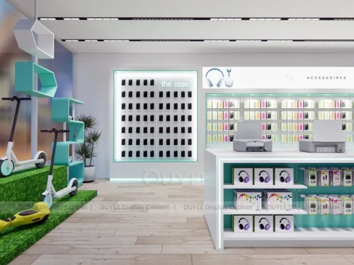 White And Teal LED Phone Display Fixture