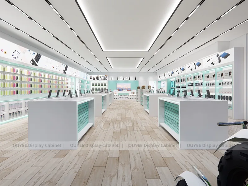 White And Teal LED Phone Display Fixture - Image 2