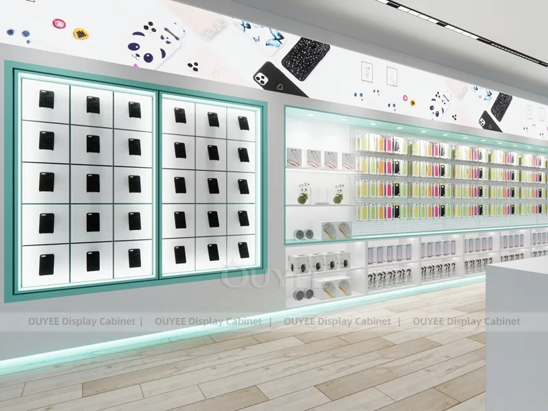 White And Teal LED Phone Display Fixture - Image 3