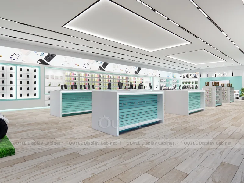 White And Teal LED Phone Display Fixture - Image 6