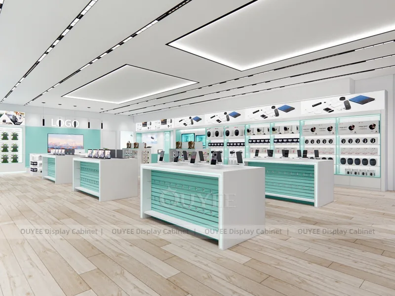 White And Teal LED Phone Display Fixture - Image 2