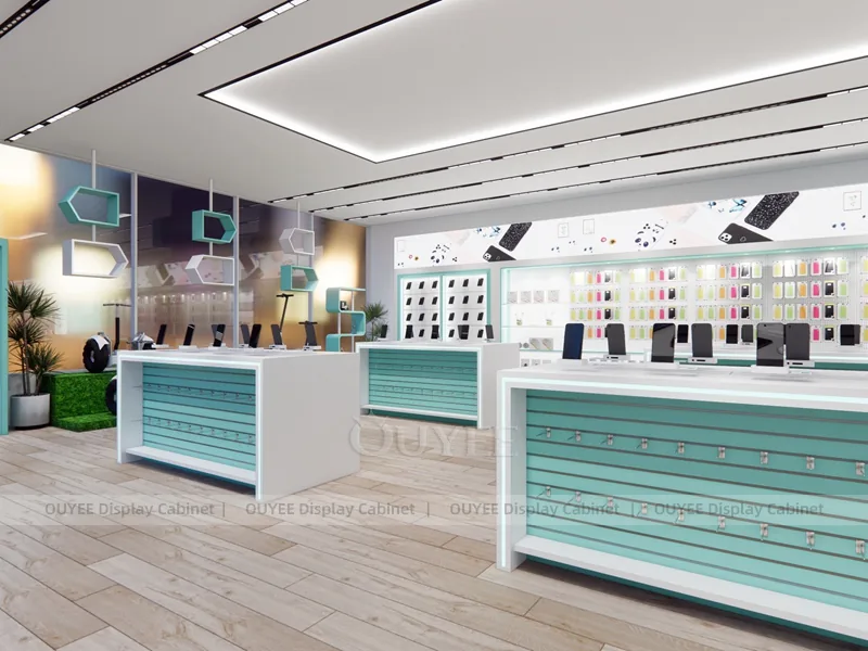 White And Teal LED Phone Display Fixture - Image 3