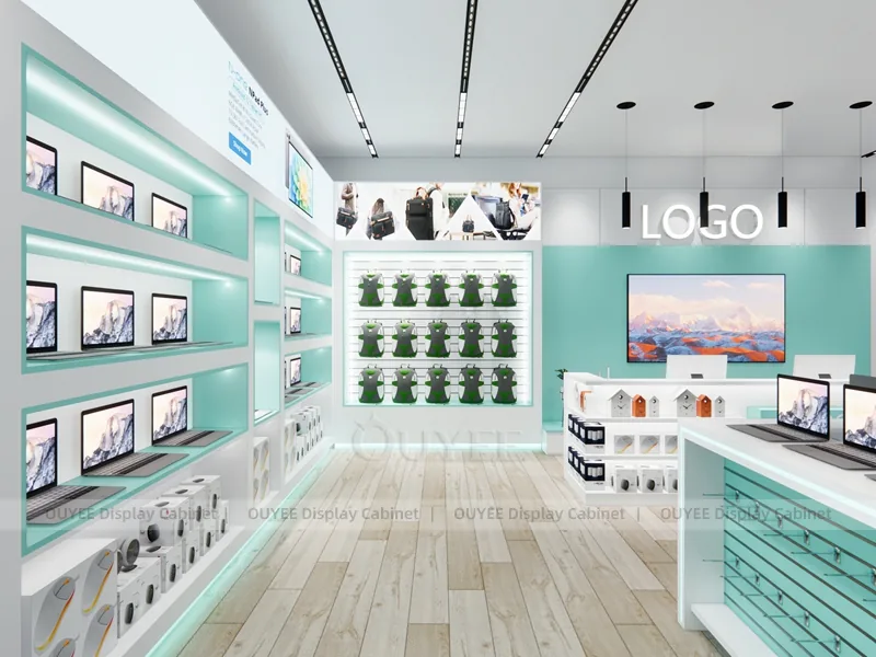 White And Teal LED Phone Display Fixture - Image 4