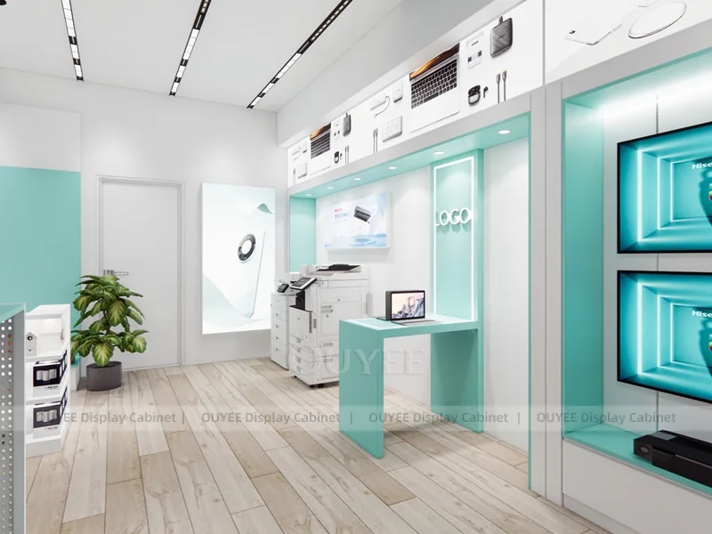 White And Teal LED Phone Display Fixture - Image 6