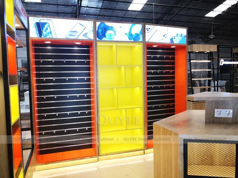 White And Wood Tone Glass Display Fixture - Image 3