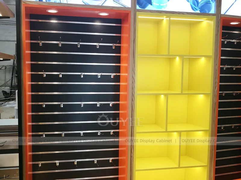 White And Wood Tone Glass Display Fixture - Image 7