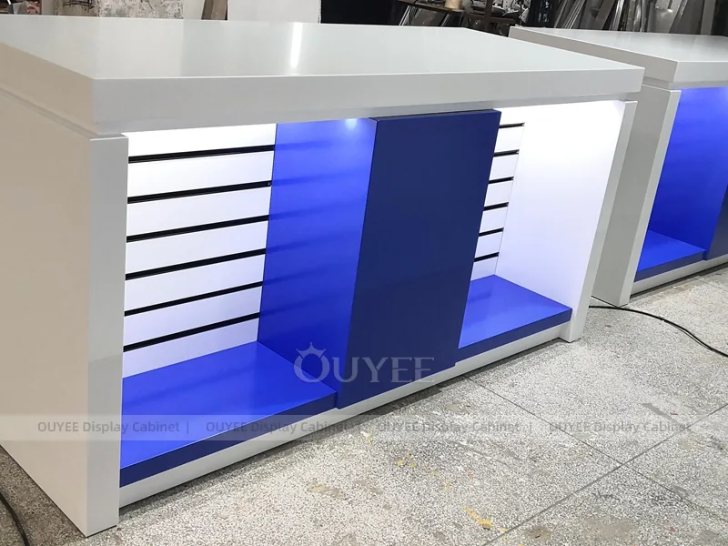 White And Wood Tone LED Phone Display Fixture - Image 2