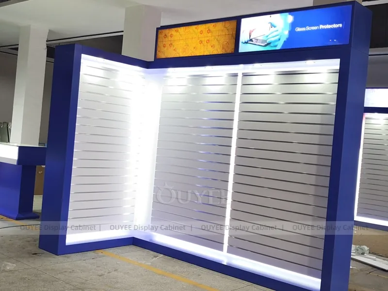 White And Wood Tone LED Phone Display Fixture - Image 3
