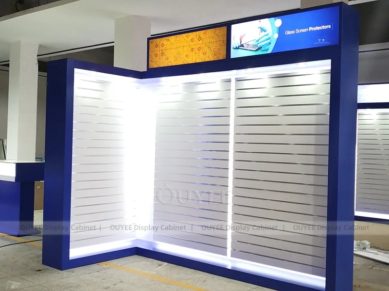 White And Wood Tone LED Phone Display Fixture - Image 4