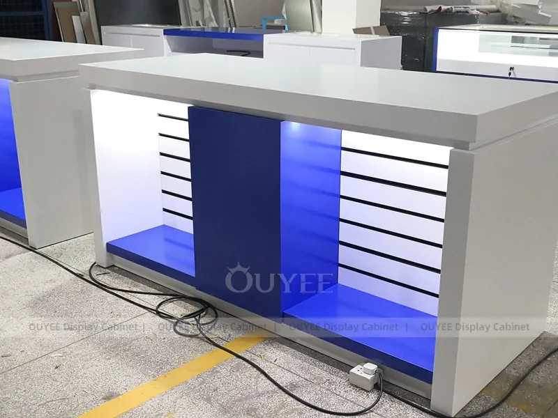 White And Wood Tone LED Phone Display Fixture - Image 6