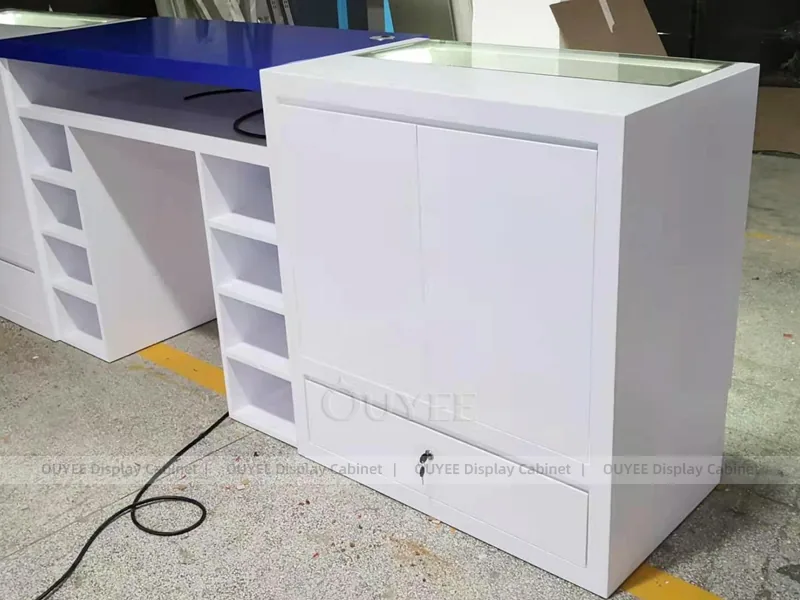 White And Wood Tone LED Phone Display Fixture - Image 9