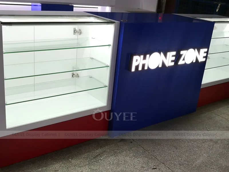 White And Wood Tone LED Phone Display Fixture - Image 11