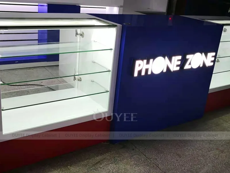White And Wood Tone LED Phone Display Fixture - Image 12