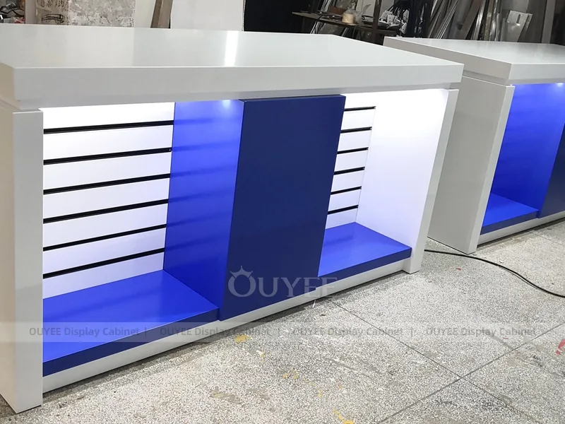 White And Wood Tone LED Phone Display Fixture - Image 13