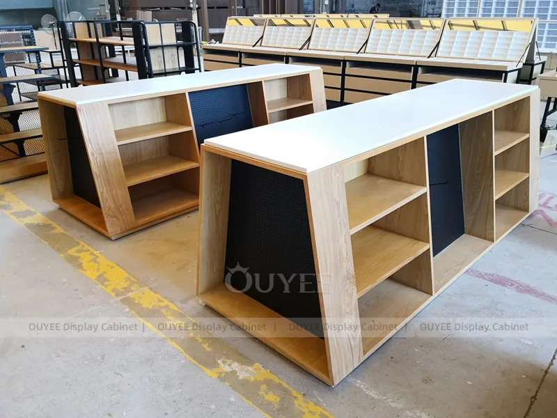 White And Wood Tone Phone Store Display Fixture - Image 4