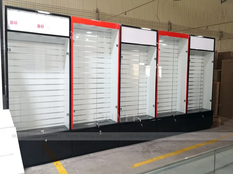 White And Wood Tone Phone Store Display Fixture - Image 7