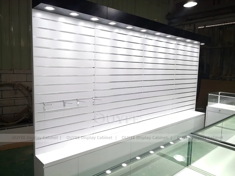 White And Wood Tone Phone Store Display Fixture - Image 5