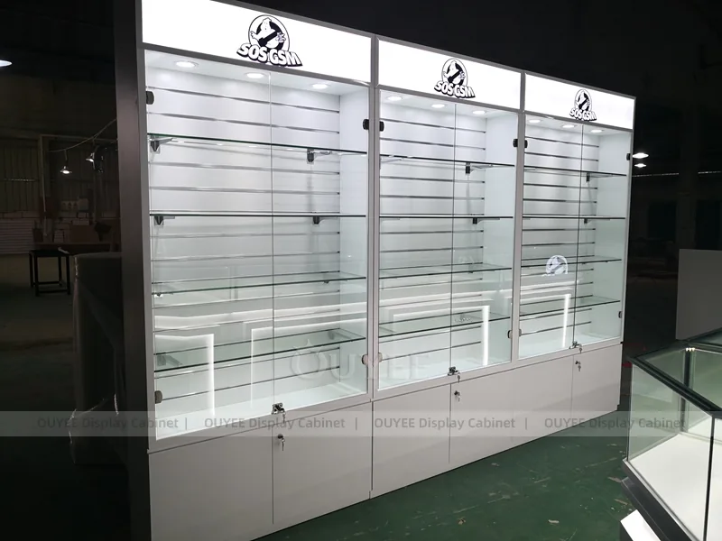 White And Wood Tone Phone Store Display Fixture - Image 6