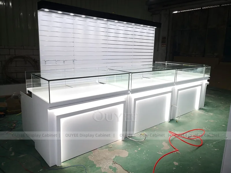 White And Wood Tone Phone Store Display Fixture - Image 7