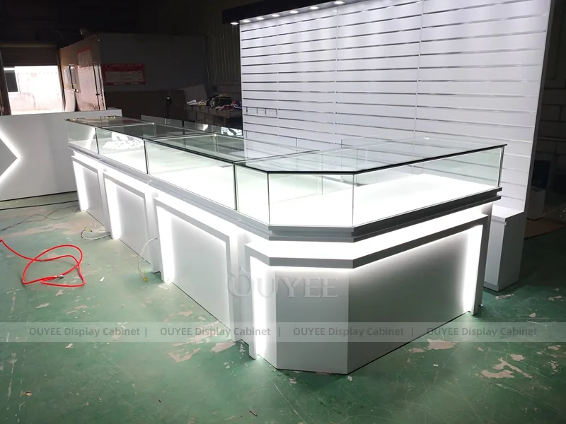 White And Wood Tone Phone Store Display Fixture - Image 9