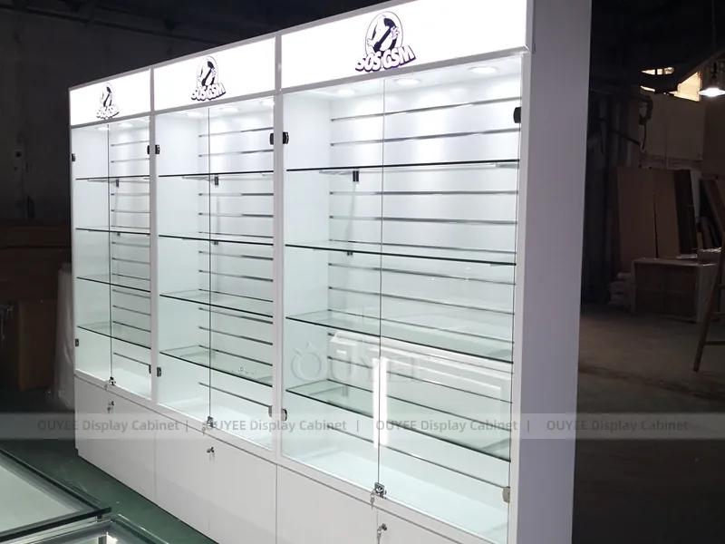 White And Wood Tone Phone Store Display Fixture - Image 11
