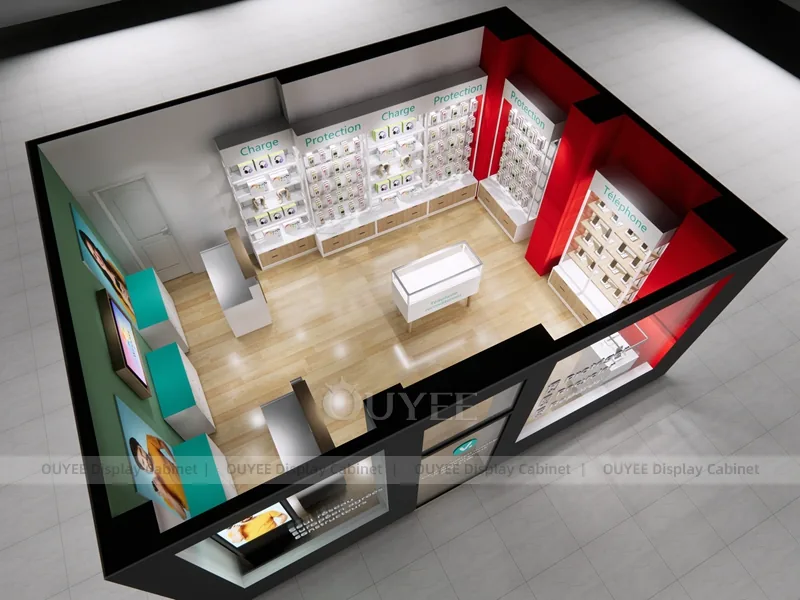 White And Wood Tone Phone Store Display Fixture - Image 5