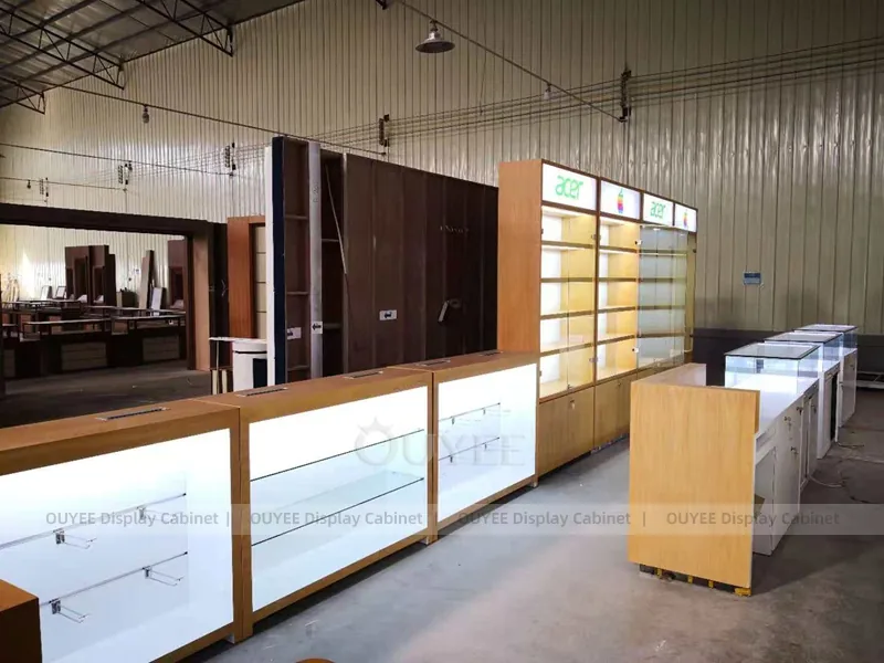 White And Wood Tone Phone Store Display Fixture - Image 7