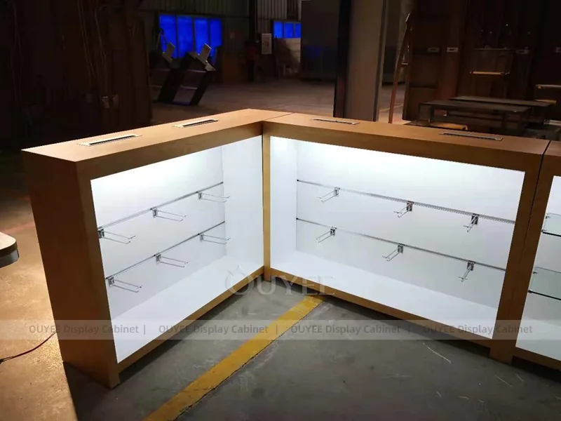 White And Wood Tone Phone Store Display Fixture - Image 10