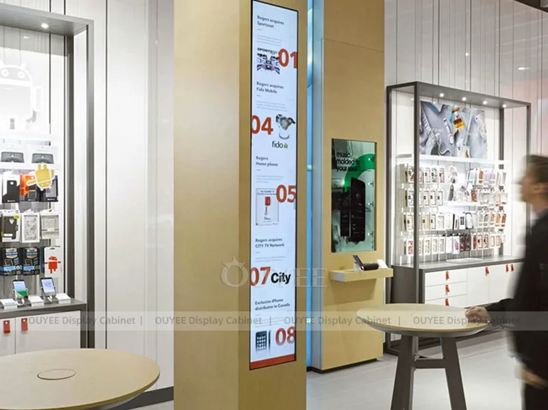 White And Wood Tone Phone Store Display Fixture - Image 4