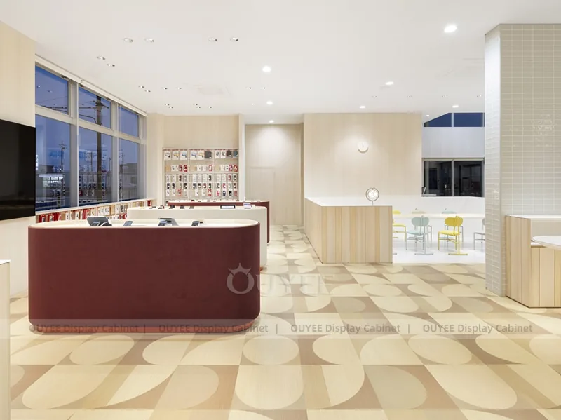 White And Wood Tone Phone Store Display Fixture - Image 13
