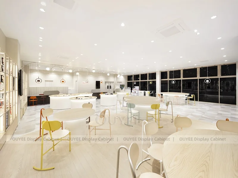 White And Wood Tone Phone Store Display Fixture - Image 3
