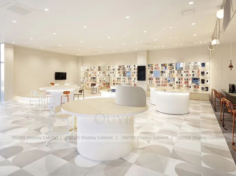 White And Wood Tone Phone Store Display Fixture - Image 12